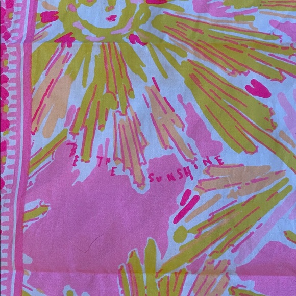 Lilly Pulitzer Be The Sunshine 100% cotton bandana pink yellow white peach - Picture 4 of 7